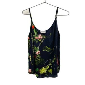 Aritzia Babaton Everly Camisole Small Floral navy blue green pink red tank